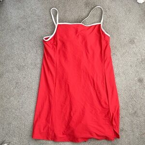 Old Navy Red Activewear Dress with built in shorts and bra with White Trim